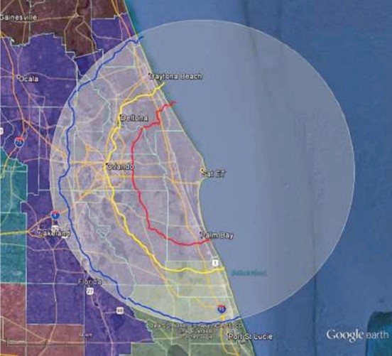 Protection zone for Cape Canaveral AFS, FL.